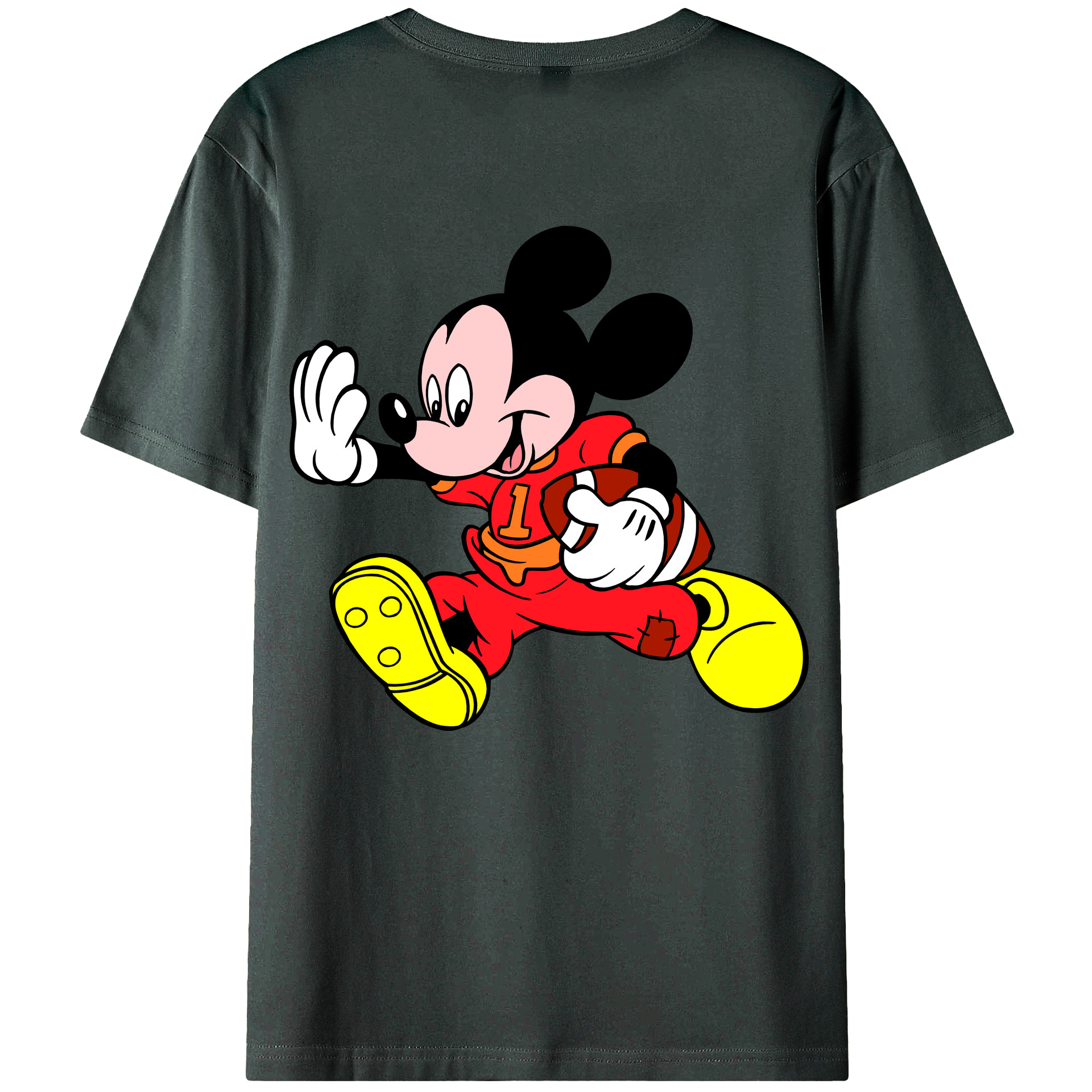 ミッキーマウス Mickey Mouse 綿100％ メンズ半袖Tシャツ（バックプリント） 通気性